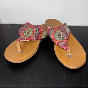 Sakroots Colourful Crochet Women's Sandals 7 Boho Bohemian Beachy Flip Flop